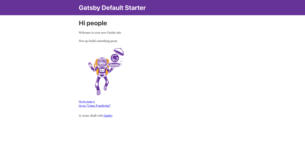 A screenshot of Gatsby default starter